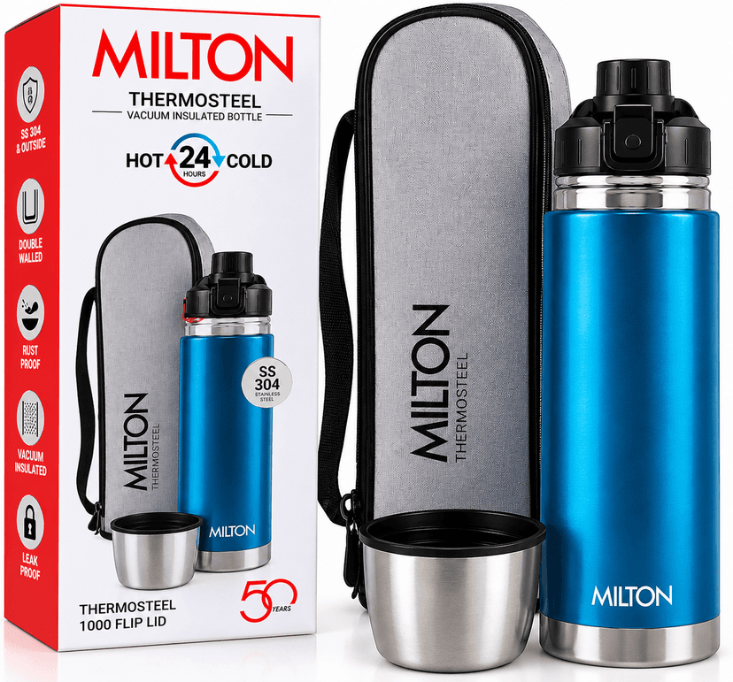 Milton Thermosteel 1000 Flip Lid Vacuum Insulated Bottle – 1 L