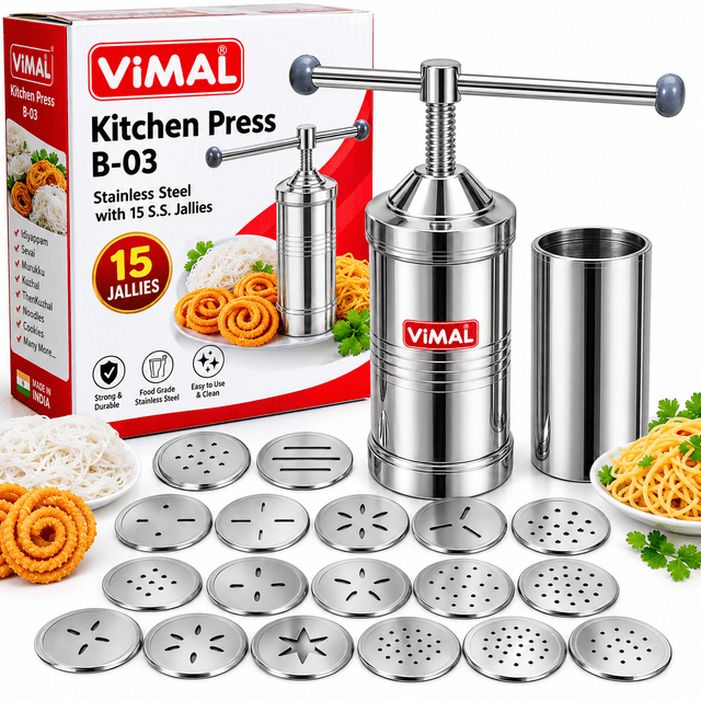 VIMAL Kitchen Press B-03 – Stainless Steel with 15 S.S. Jallies