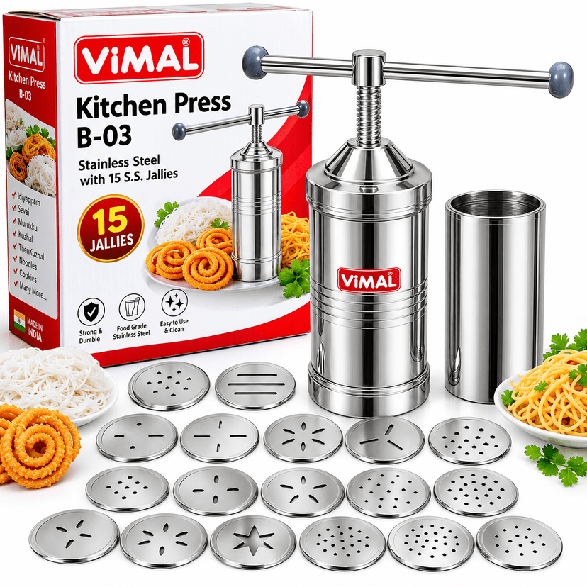 VIMAL Kitchen Press B-03 – Stainless Steel with 15 S.S. Jallies - Image 1