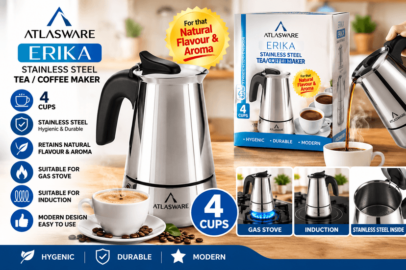 ATLASWARE Erika Stainless Steel Tea / Coffee Maker – 4 Cups